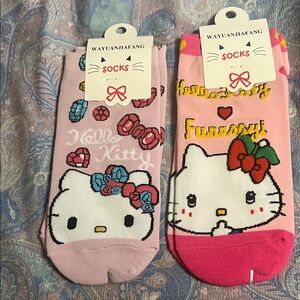 Hello Kitty Pink and White Socks